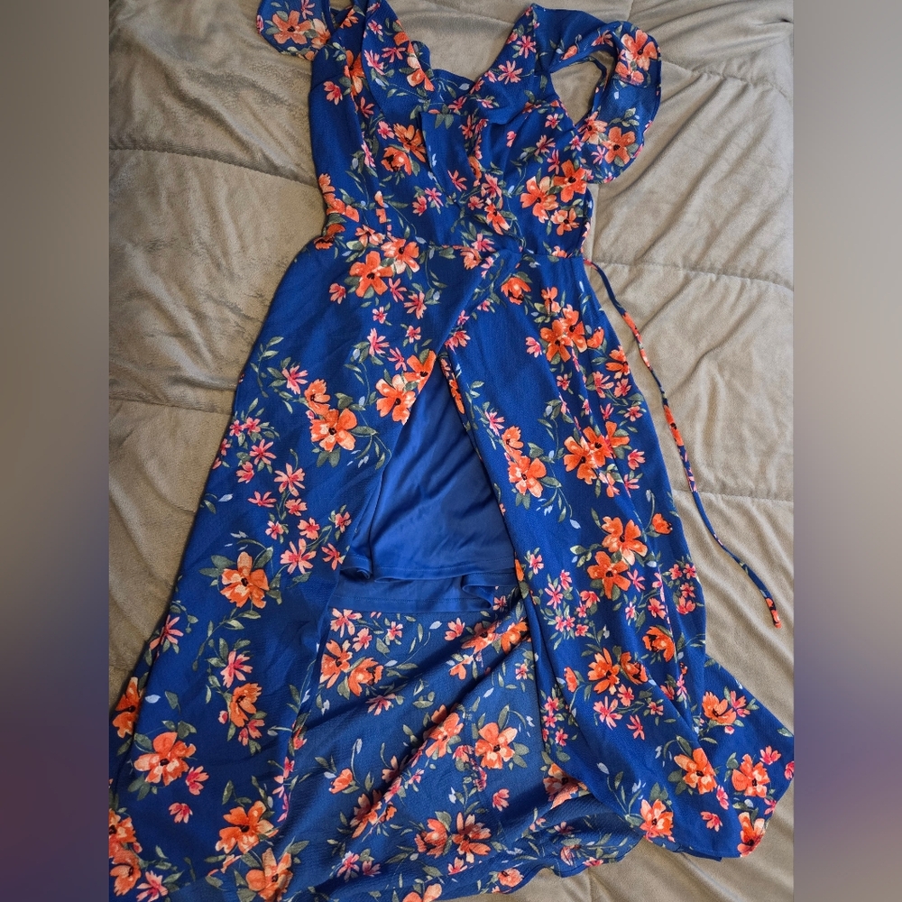 by & by Blue Floral Maxi Dress